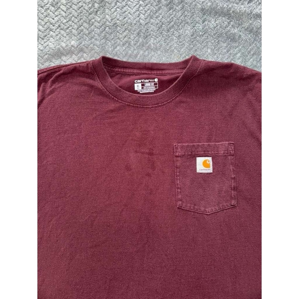 Carhartt Mens Burgundy Original Fit Long Sleeve Outdoor Casual Top Size‎ XL - Picture 3 of 9